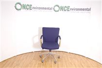 Managers chair in blue colour fabric with chrome fixed arms 